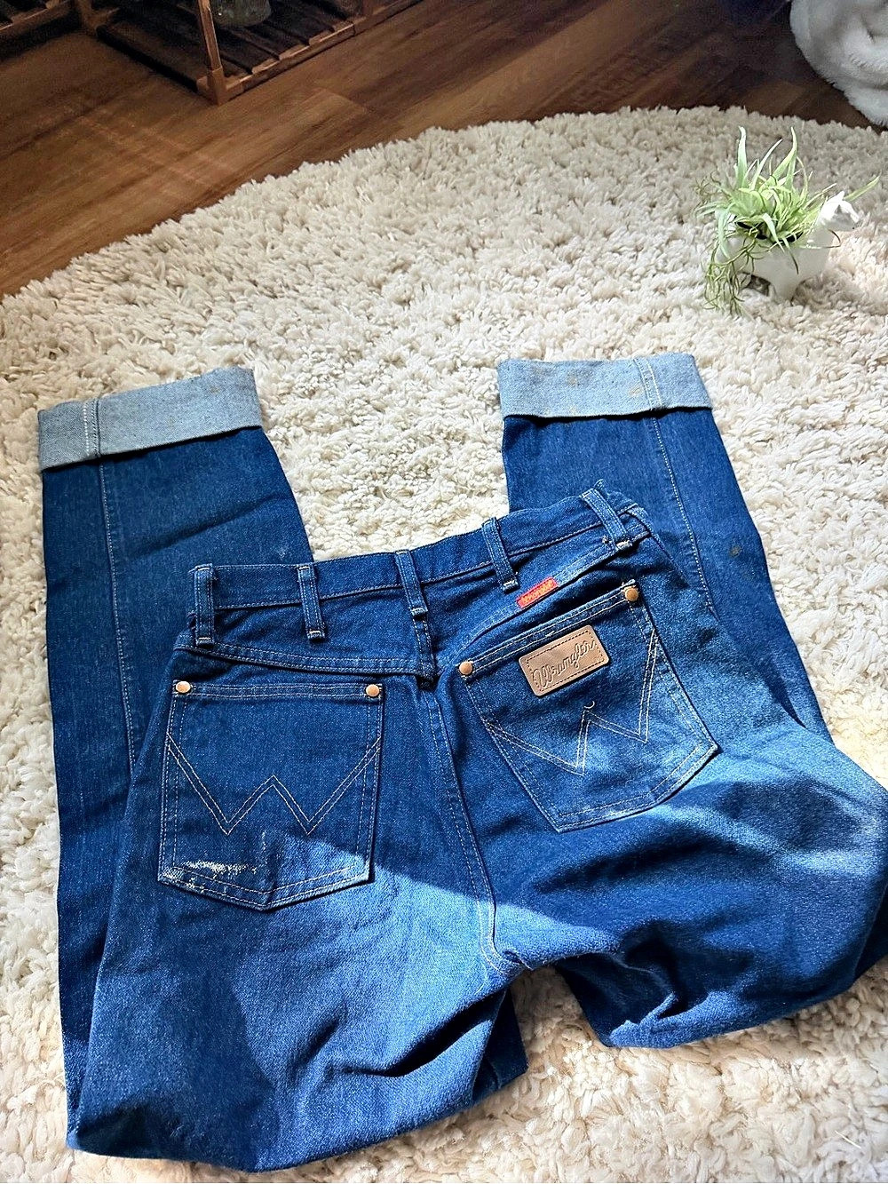 Wrangler super cute thick fashionable pocketed contrast Boot Cut Blue Jeans - Picture 4 of 7